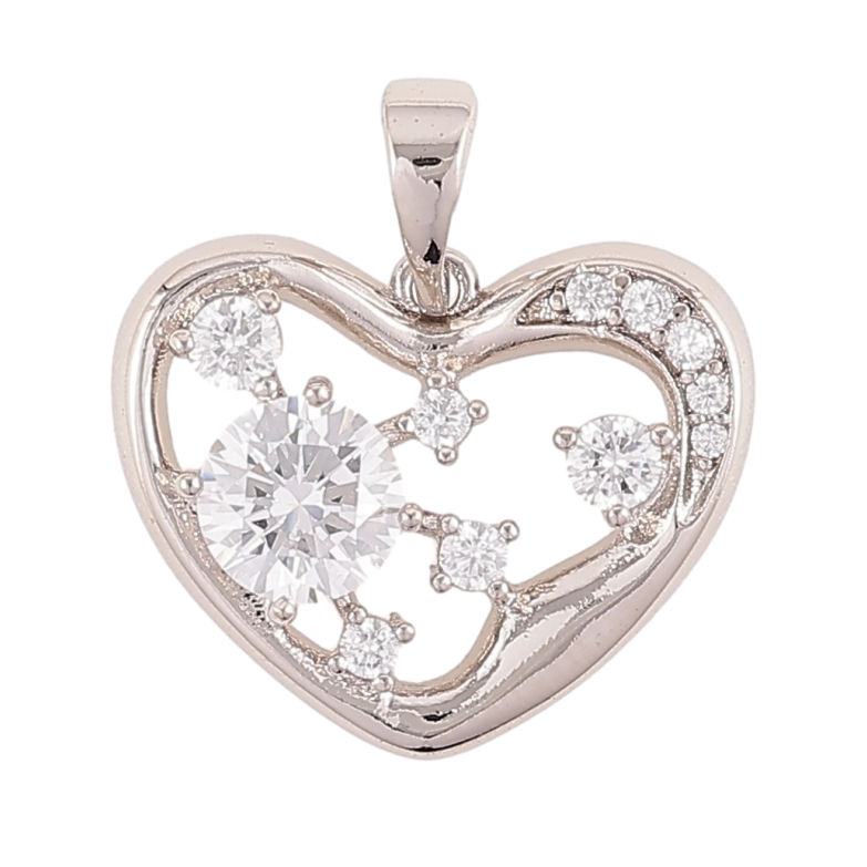 Кулон Xuping Родий Сердце с россыпью циркония для цепочки до 5мм фото №1