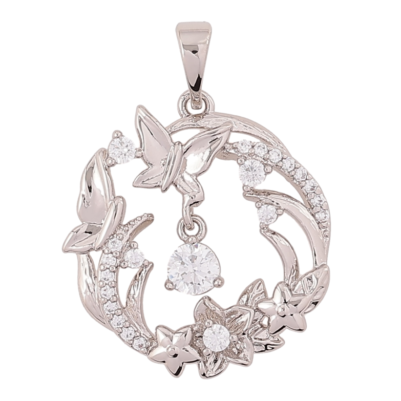 Кулон Xuping Родій «Квітковий візерунок з метеликами» для ланцюжка до 5мм фото №1