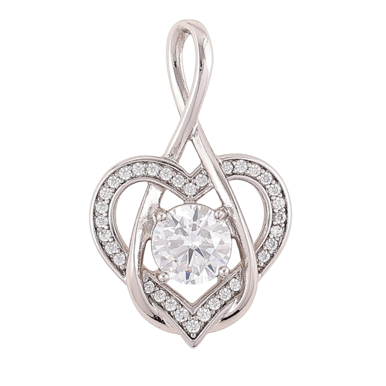 Кулон Xuping Родий Сердечко с цирконием для цепочки до 4мм фото №1