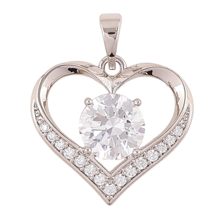 Кулон Xuping Родій «Сердечко з цирконієм» для ланцюжка до 5мм фото №9 Кулон Xuping Родій «Сердечко з цирконієм» для ланцюжка до 5мм фото №9