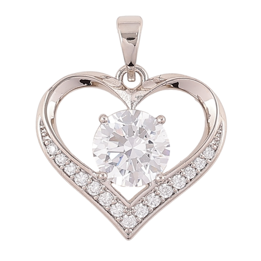 Кулон Xuping Родій «Сердечко з цирконієм» для ланцюжка до 5мм фото №1 Кулон Xuping Родій «Сердечко з цирконієм» для ланцюжка до 5мм фото №1