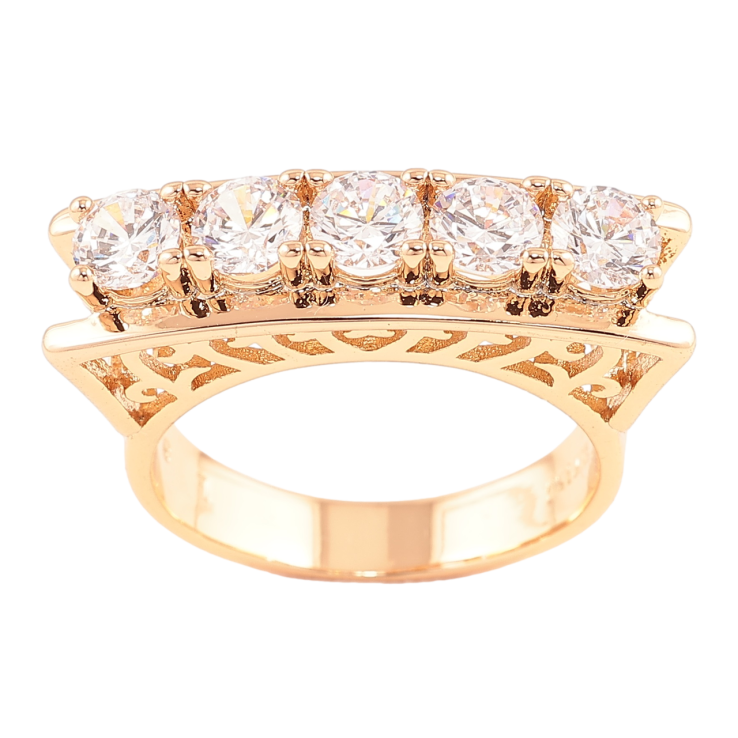 Каблучка Xuping Позолота 18K «Доріжка фіанітів на високому куполі» фото №19