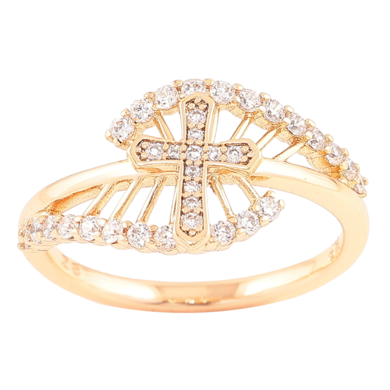 Кольцо Xuping Позолота 18K Узор с крестиком и инкрустацией цирконием фото №1 Кольцо Xuping Позолота 18K Узор с крестиком и инкрустацией цирконием фото №1