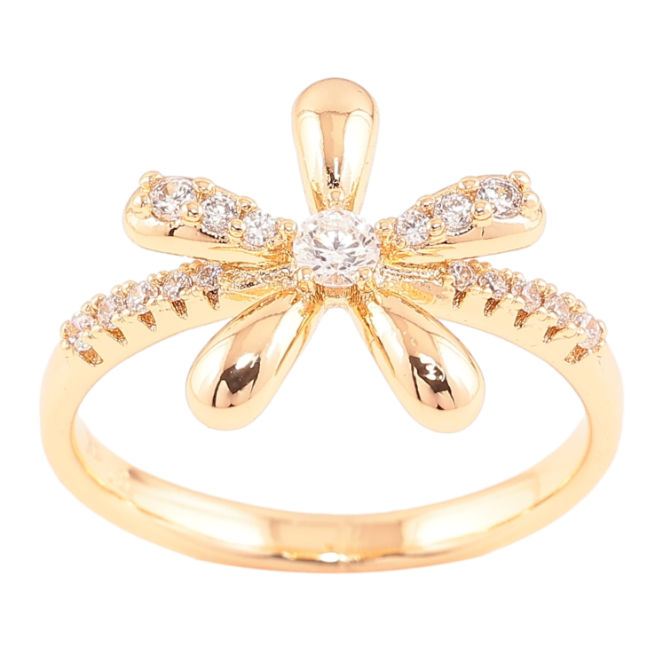 Каблучка Xuping Позолота 18K «Квітка з цирконієм» фото №3