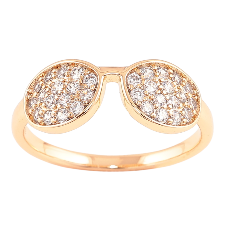 Каблучка Xuping Позолота 18K «Окуляри з інкрустацією цирконієм» фото №2