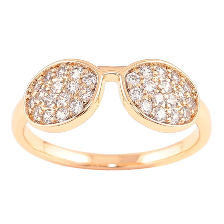 Каблучка Xuping Позолота 18K «Окуляри з інкрустацією цирконієм» фото №1 Каблучка Xuping Позолота 18K «Окуляри з інкрустацією цирконієм» фото №1