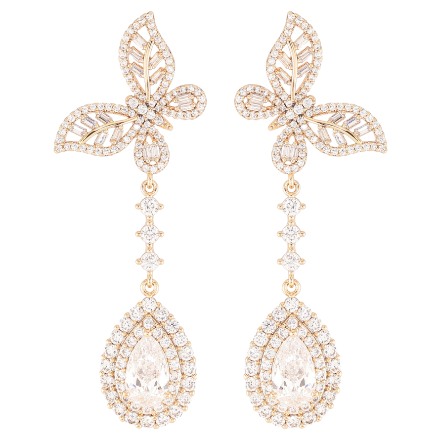 Сережки Xuping JEAN GOUJON Позолота 18K пусети «Підвіски метелики з інкрустацією цирконієм» фото №1