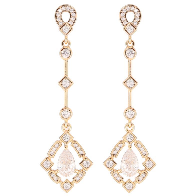 Сережки Xuping JEAN GOUJON Позолота 18K пусети «Кришталеві підвіски» фото №4