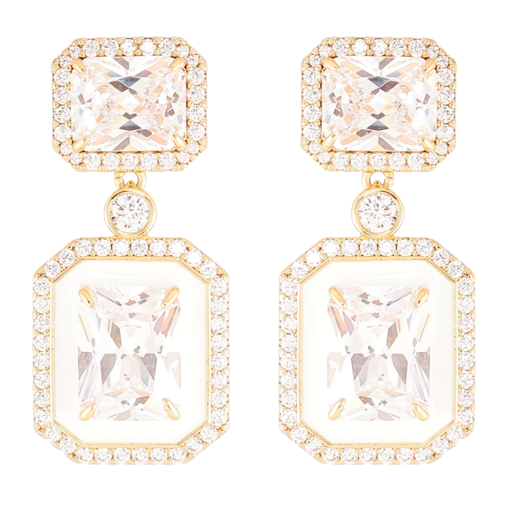 Сережки Xuping JEAN GOUJON Позолота 18K пусети «Фіаніти в обрамленні цирконію та білої емалі» фото №18 Сережки Xuping JEAN GOUJON Позолота 18K пусети «Фіаніти в обрамленні цирконію та білої емалі» фото №18