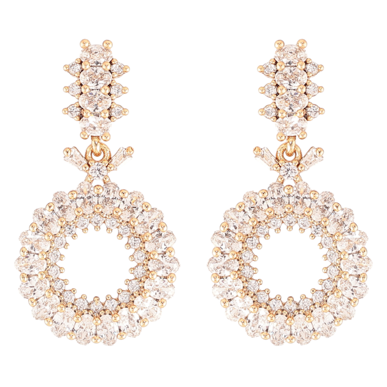 Серьги Xuping JEAN GOUJON Позолота 18K пусеты Круглые подвески с инкрустацией цирконием фото №1