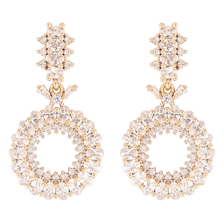 Сережки Xuping JEAN GOUJON Позолота 18K пусети «Круглі підвіски з інкрустацією цирконієм» фото №1