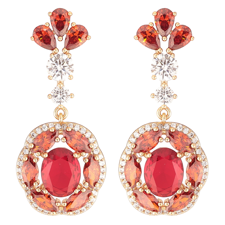 Сережки Xuping JEAN GOUJON Позолота 18K пусети «Підвіски з червоними фіанітами та цирконієм» фото №1