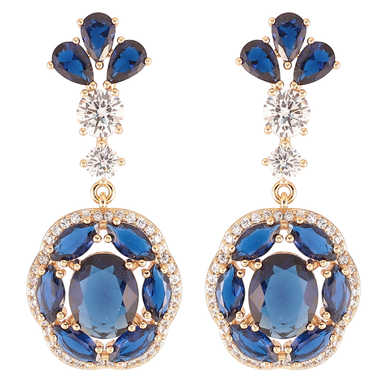 Серьги Xuping JEAN GOUJON Позолота 18K пусеты Подвески с синими фианитами и цирконием фото №1