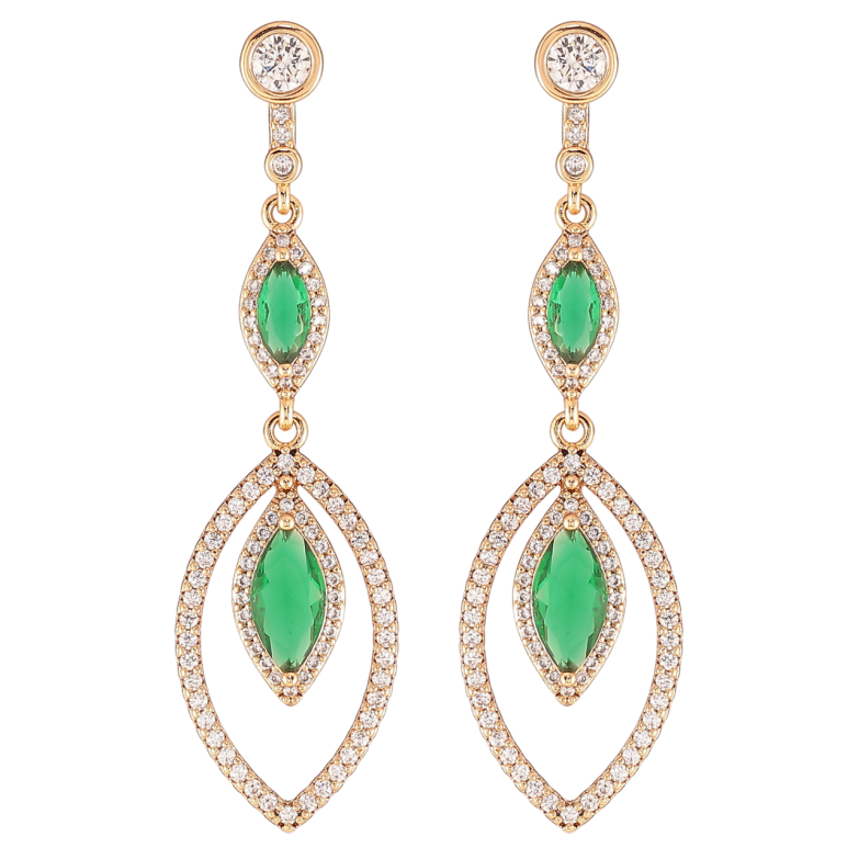 Серьги Xuping JEAN GOUJON Позолота 18K пусеты Подвески с инкрустацией цирконием и зелеными фианитами фото №1 Серьги Xuping JEAN GOUJON Позолота 18K пусеты Подвески с инкрустацией цирконием и зелеными фианитами фото №1