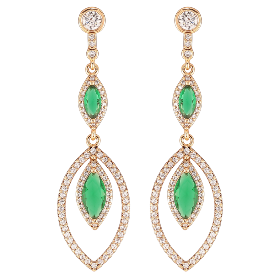 Сережки Xuping JEAN GOUJON Позолота 18K пусети «Підвіски з інкрустацією цирконієм та зеленими фіанітами» фото №1 Сережки Xuping JEAN GOUJON Позолота 18K пусети «Підвіски з інкрустацією цирконієм та зеленими фіанітами» фото №1