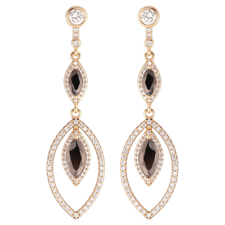 Сережки Xuping JEAN GOUJON Позолота 18K пусети «Підвіски з інкрустацією цирконієм та чорними фіанітами» фото №1