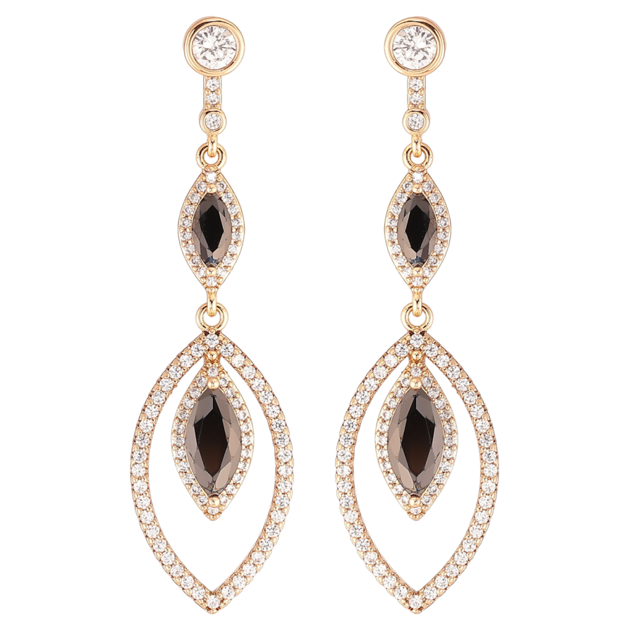 Сережки Xuping JEAN GOUJON Позолота 18K пусети «Підвіски з інкрустацією цирконієм та чорними фіанітами» фото №1