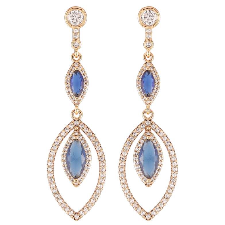 Сережки Xuping JEAN GOUJON Позолота 18K пусети «Підвіски з інкрустацією цирконієм та синіми фіанітами» фото №4 Сережки Xuping JEAN GOUJON Позолота 18K пусети «Підвіски з інкрустацією цирконієм та синіми фіанітами» фото №4