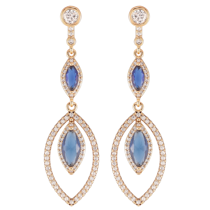 Серьги Xuping JEAN GOUJON Позолота 18K пусеты Подвески с инкрустацией цирконием и синими фианитами фото №1 Серьги Xuping JEAN GOUJON Позолота 18K пусеты Подвески с инкрустацией цирконием и синими фианитами фото №1