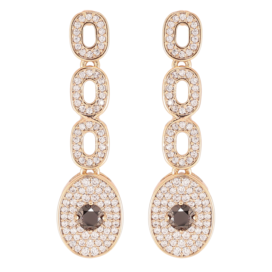 Сережки Xuping JEAN GOUJON Позолота 18K пусети «Підвіски з інкрустацією цирконієм і чорними фіанітами» фото №1