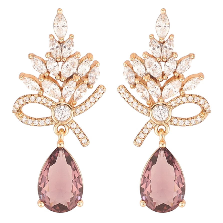 Сережки Xuping JEAN GOUJON Позолота 18K пусети «Підвіски з цирконієм і бордовими фіанітами» фото №1