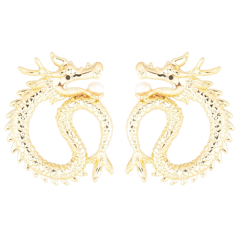 Сережки Xuping QQMM Позолота 14K пусети «Дракони» фото №1