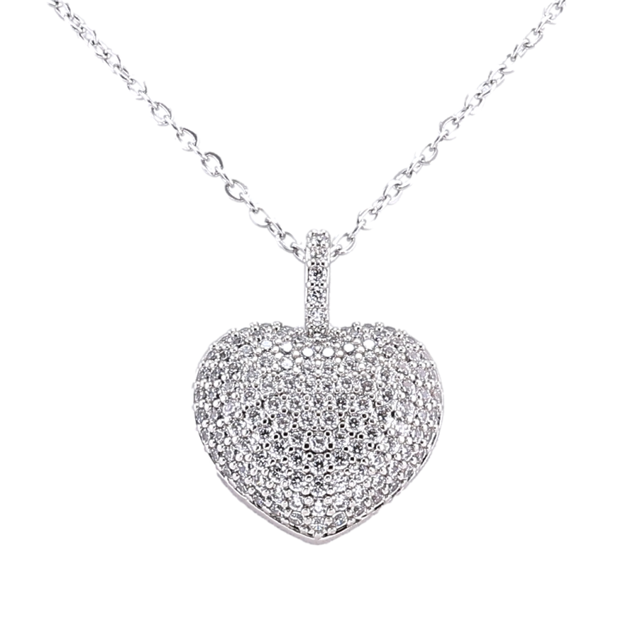 Кулон на цепочке Xuping Родий Сердечко с инкрустацией цирконием размер 40-45см х 1мм фото №1 Кулон на цепочке Xuping Родий Сердечко с инкрустацией цирконием размер 40-45см х 1мм фото №1
