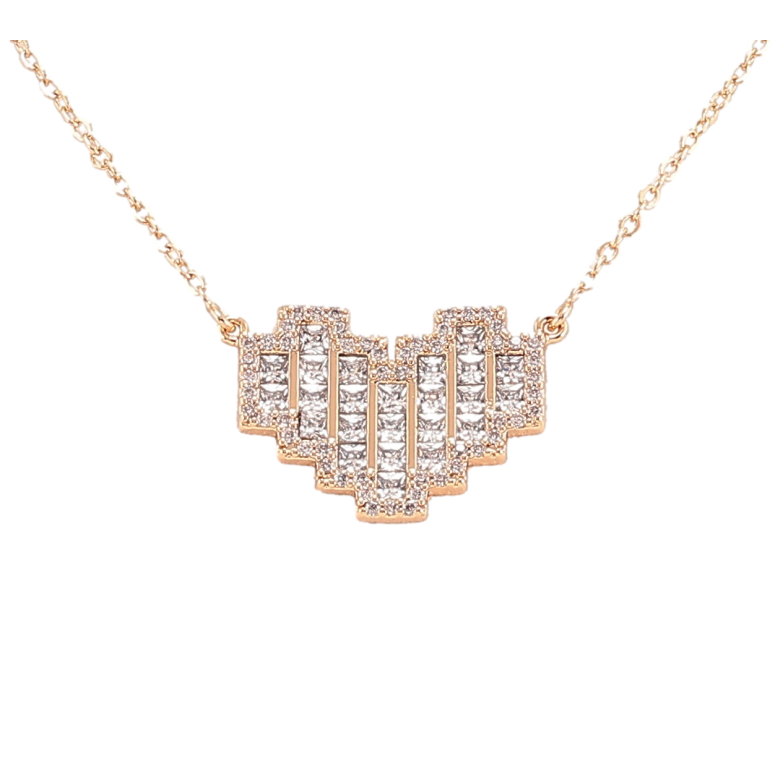 Подвеска на цепочке Xuping Позолота 18K Сердце с инкрустацией цирконием длина 43-49см х 1.5мм фото №1