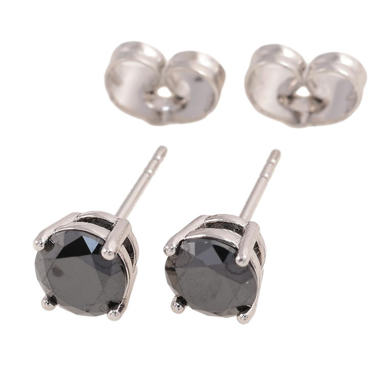 Серьги Xuping Родий пусеты Черные фианиты в 4-х крапановой оправе ø 6мм фото №6 Серьги Xuping Родий пусеты Черные фианиты в 4-х крапановой оправе ø 6мм фото №6