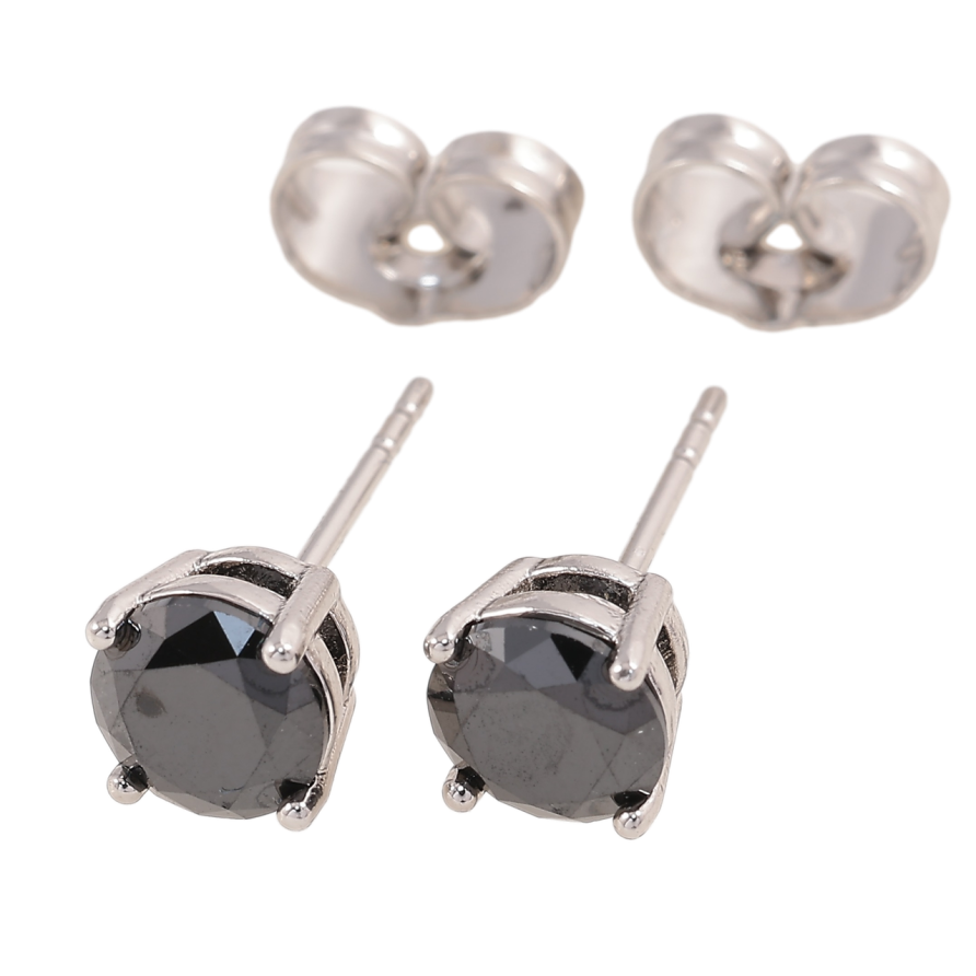 Серьги Xuping Родий пусеты Черные фианиты в 4-х крапановой оправе ø 6мм фото №1 Серьги Xuping Родий пусеты Черные фианиты в 4-х крапановой оправе ø 6мм фото №1