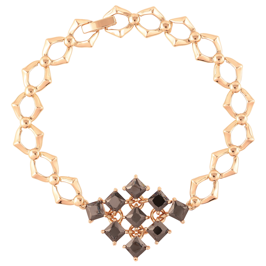 Браслет Xuping Позолота 18K «Візерунок з чорними фіанітами» довжина 19см х 9мм фото №1