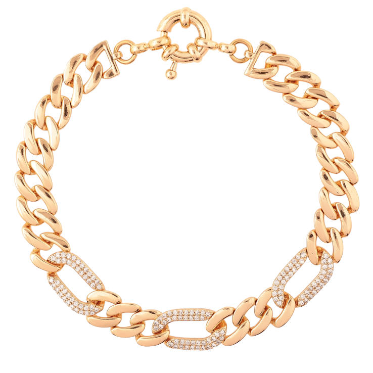 Браслет Xuping Позолота 18K Цепочка Панцирная с инкрустацией цирконием длинна 19см х 8мм фото №11