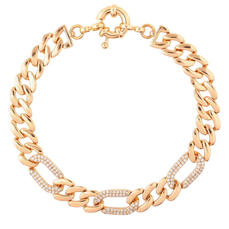 Браслет Xuping Позолота 18K Цепочка Панцирная с инкрустацией цирконием длинна 19см х 8мм фото №1 Браслет Xuping Позолота 18K Цепочка Панцирная с инкрустацией цирконием длинна 19см х 8мм фото №1