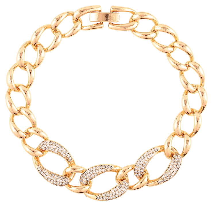 Браслет Xuping Позолота 18K Цепочка Панцирная с инкрустацией цирконием длинна 18.5см х 8мм фото №12