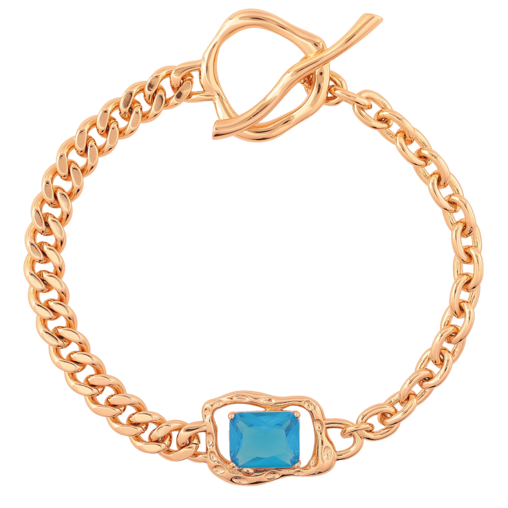 Браслет Xuping Позолота 18K Цепочка Панцирная и вставка с голубым фианитом длинна 19см х 5мм фото №6 Браслет Xuping Позолота 18K Цепочка Панцирная и вставка с голубым фианитом длинна 19см х 5мм фото №6