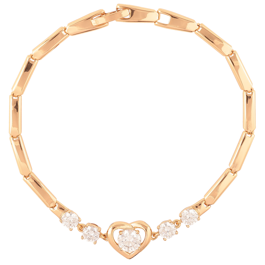 Браслет Xuping Позолота 18K Сердечко с фианитами длинна 19см х 3мм фото №1 Браслет Xuping Позолота 18K Сердечко с фианитами длинна 19см х 3мм фото №1