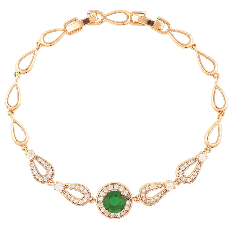 Браслет Xuping Позолота 18K «Інкрустація цирконієм з зеленим фіанітом» довжина з доп. замком 17,19см х 5мм фото №1
