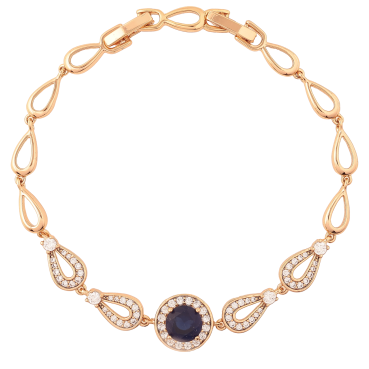 Браслет Xuping Позолота 18K «Інкрустація цирконієм з синім фіанітом» довжина з доп. замком 17,19см х 5мм фото №24