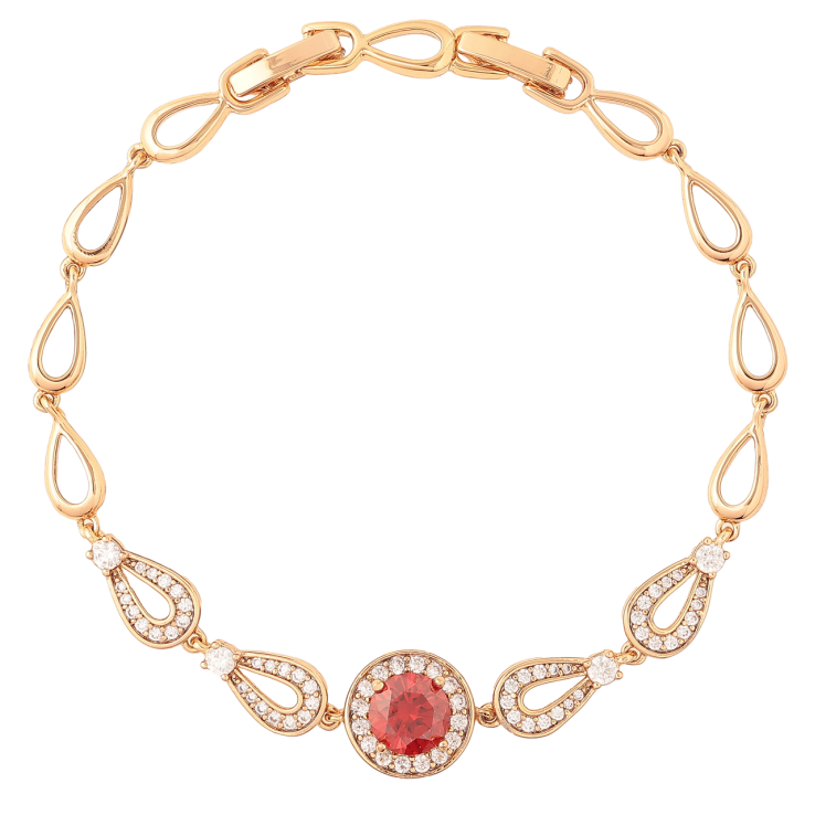 Браслет Xuping Позолота 18K «Інкрустація цирконієм з червоним фіанітом» довжина з доп. замком 17,19см х 5мм фото №22