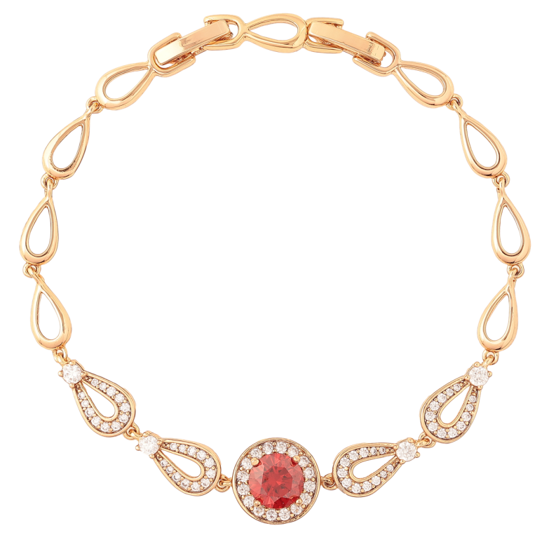 Браслет Xuping Позолота 18K «Інкрустація цирконієм з червоним фіанітом» довжина з доп. замком 17,19см х 5мм фото №1