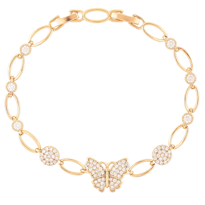 Браслет Xuping Позолота 18K Бабочка с цирконием длинна с доп. замком 17,19см х 5мм фото №1