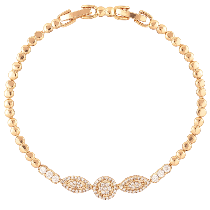 Браслет Xuping Позолота 18K Узор с инкрустацией цирконием длинна с доп. замком 16.5,18.5см х 3мм фото №1