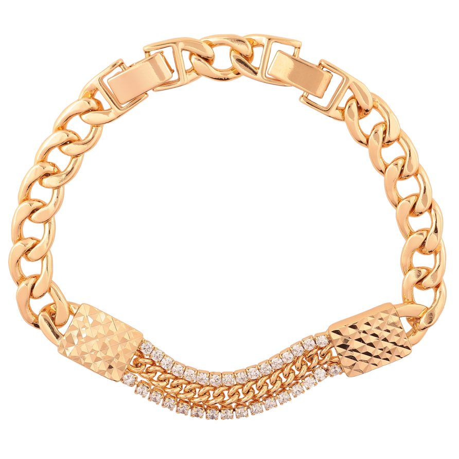 Браслет Xuping Позолота 18K «Ланцюжок з декоративною вставкою з цирконієм» довжина з доп. замком 17,20см х 7мм фото №1 Браслет Xuping Позолота 18K «Ланцюжок з декоративною вставкою з цирконієм» довжина з доп. замком 17,20см х 7мм фото №1