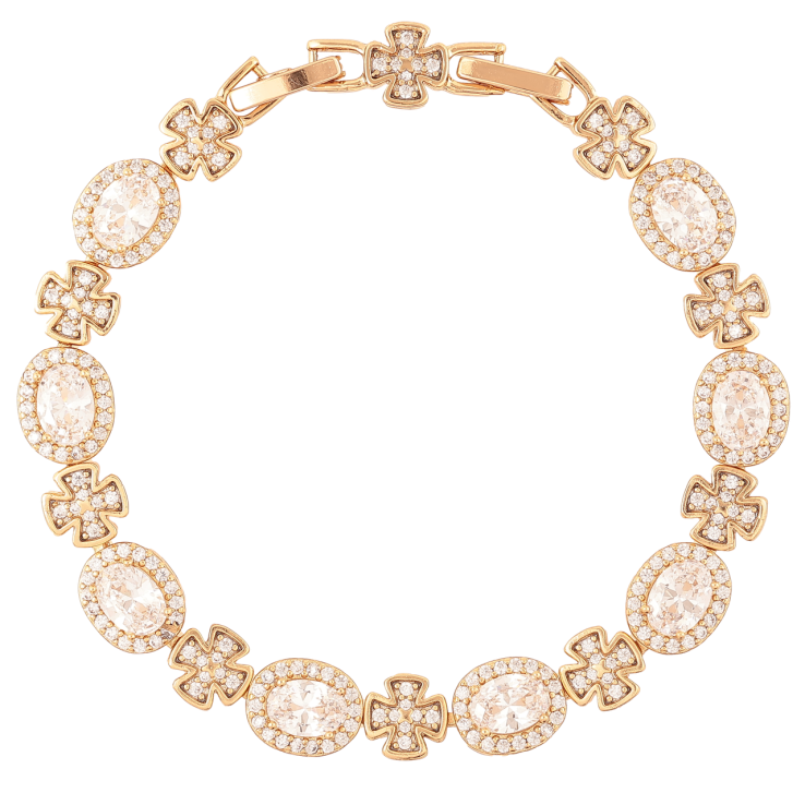 Браслет Xuping Позолота 18K Инкрустация цирконием длинна с доп. замком 16.5,19см х 7-8мм фото №3