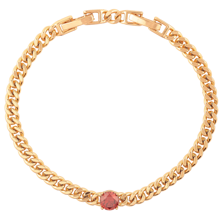 Браслет Xuping Позолота 18K Панцирная цепочка с красным фианитом длинна с доп. замком 16.5,19см х 4мм фото №18