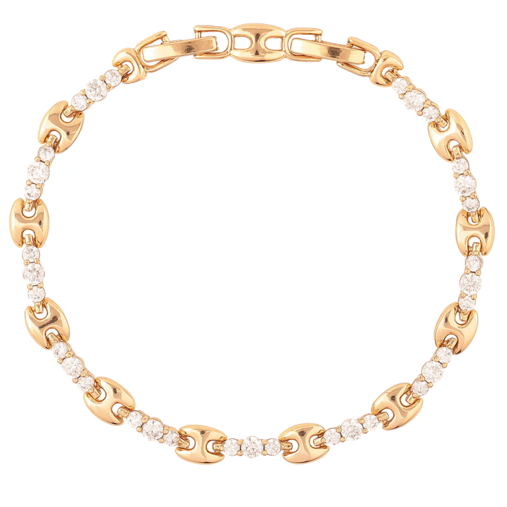 Браслет Xuping Позолота 18K Дорожка циркония с декоративными звеньями длинна с доп. замком 16.5,18.5см х 5мм фото №12