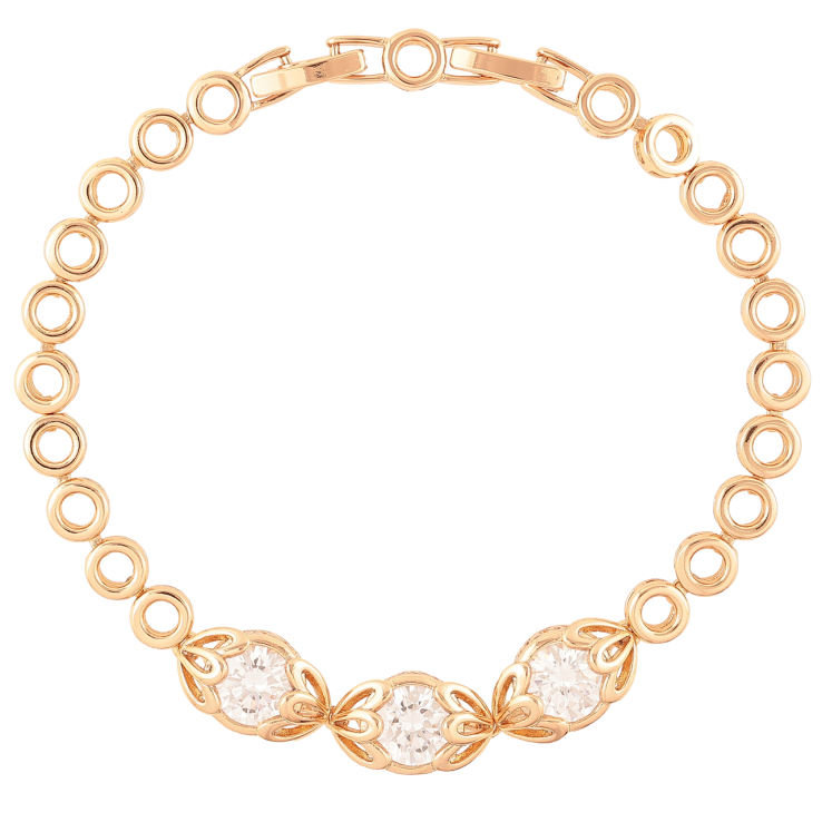 Браслет Xuping Позолота 18K Три кристальных бутона длинна с доп. замком 17.5-19.5см х 5мм фото №8