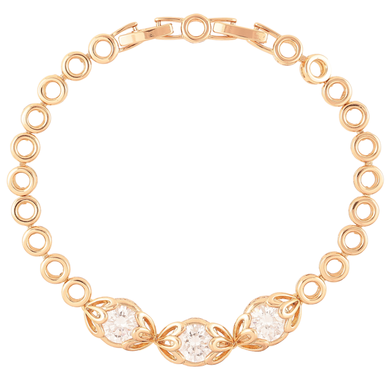 Браслет Xuping Позолота 18K Три кристальных бутона длинна с доп. замком 17.5-19.5см х 5мм фото №1