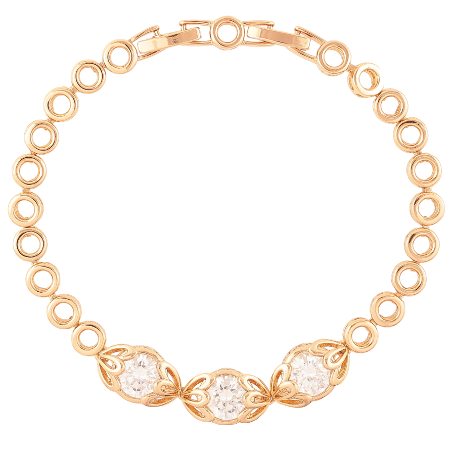 Браслет Xuping Позолота 18K «Три кришталеві бутони» довжина з доп. замком 17.5-19.5см х 5мм фото №1