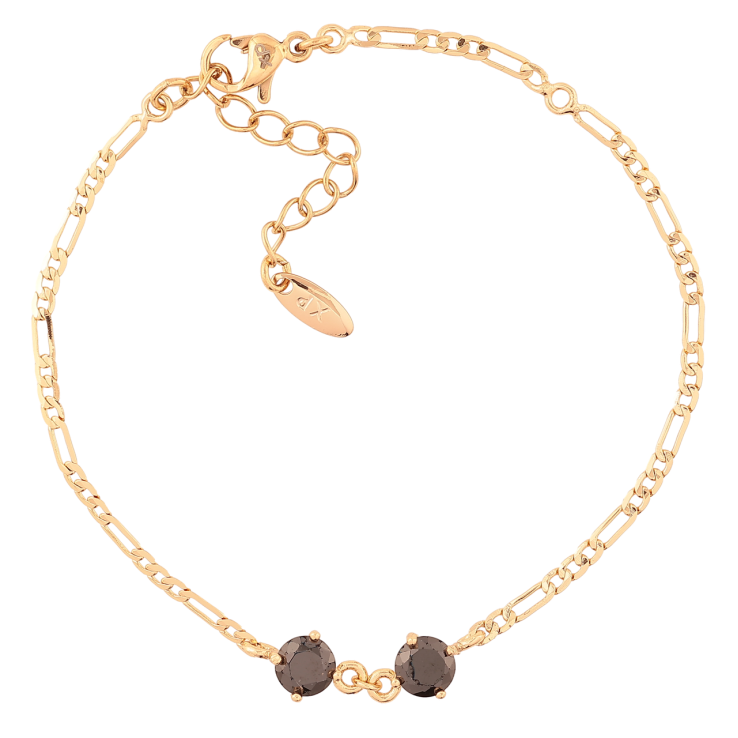 Браслет Xuping Позолота 18K Цепочка Фигаро с черными фианитами длинна с доп. цепочкой 16-19.5см х 2мм фото №24